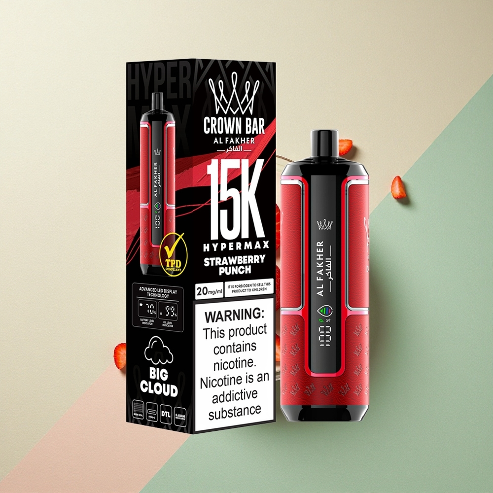 Al Fakher Crown Bar 15K Hypermax Aardbei Punch 22ml 600mAh