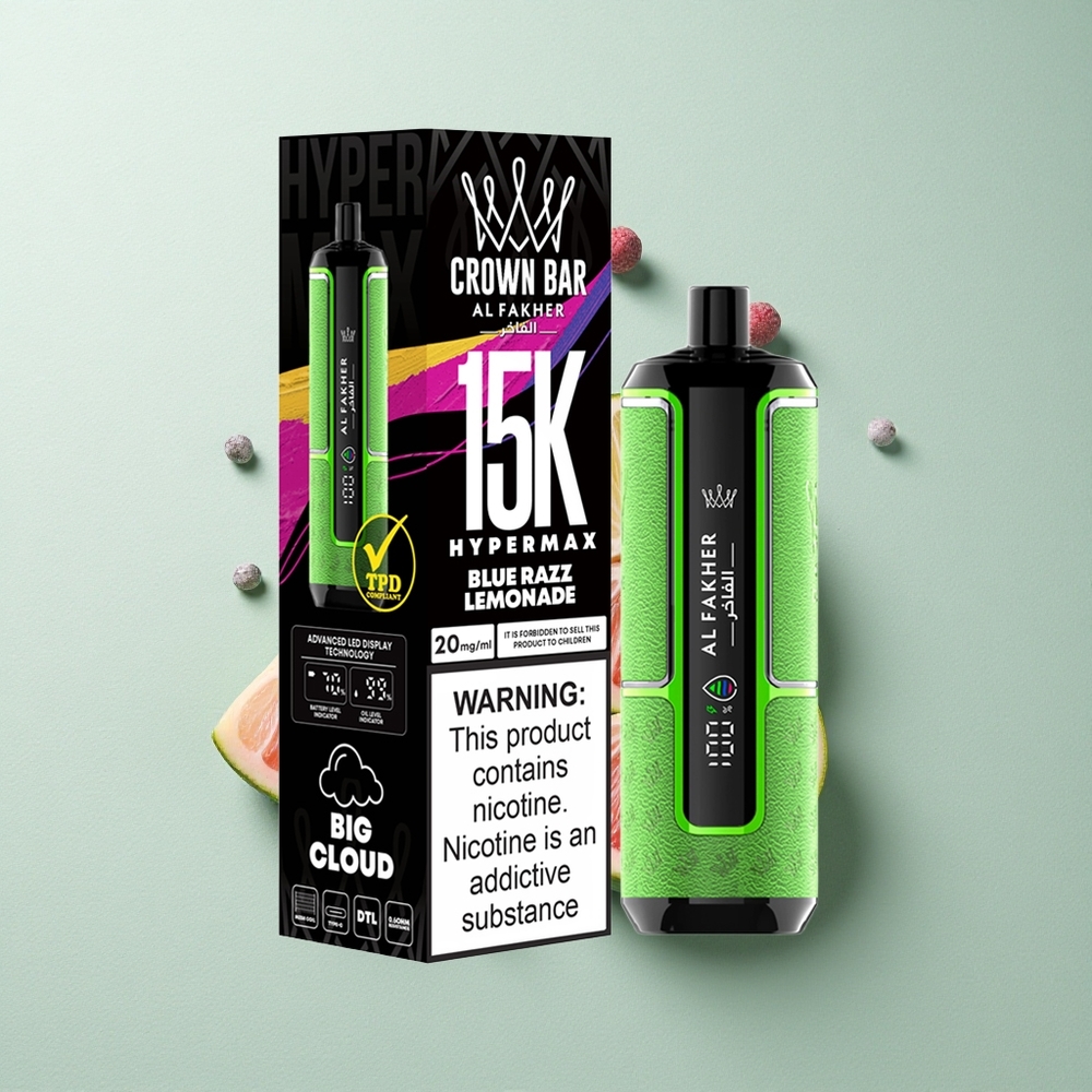 Al Fakher Crown Bar 15K Hypermax Blauwe Framboos Limonade 600mAh Type-C