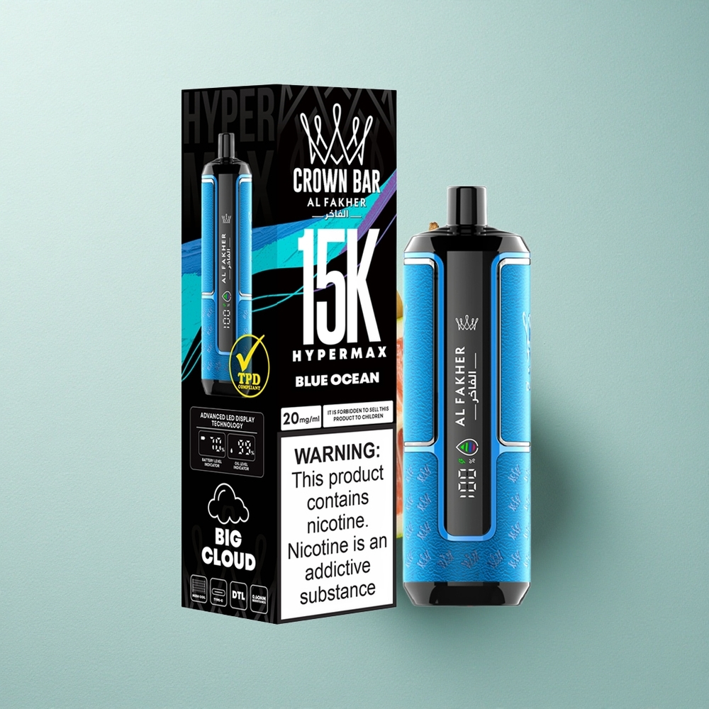 Al Fakher Crown Bar 15K Hypermax Blauwe Oceaan 22ml 600mAh Nicotine