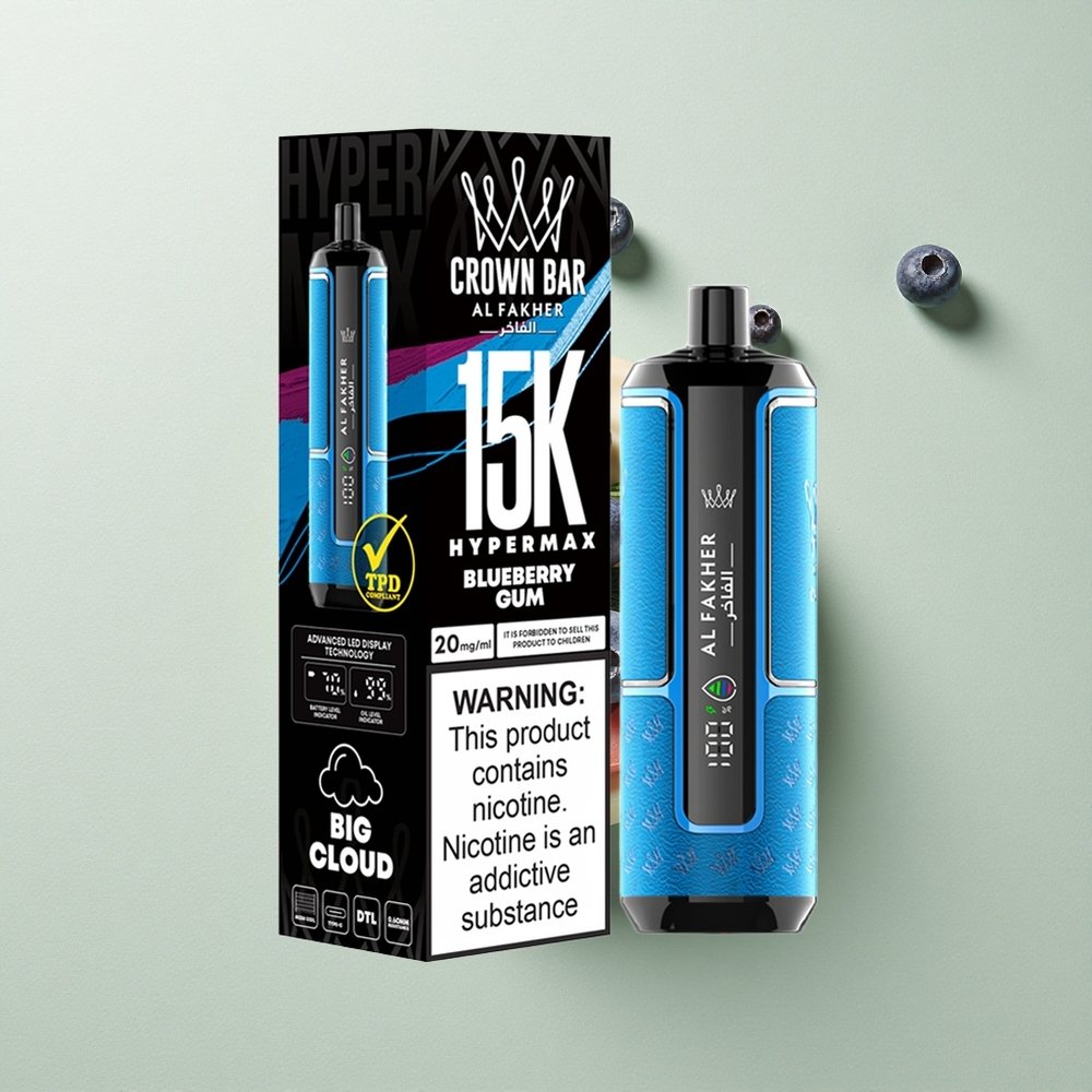 Al Fakher Crown Bar 15K Hypermax Blauwebes Kauwgom 600mAh Type-C