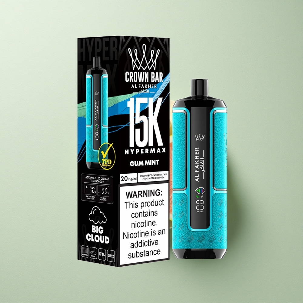 Al Fakher Crown Bar 15K Hypermax Kauwgom Munt 600mAh Direct-to-Lung