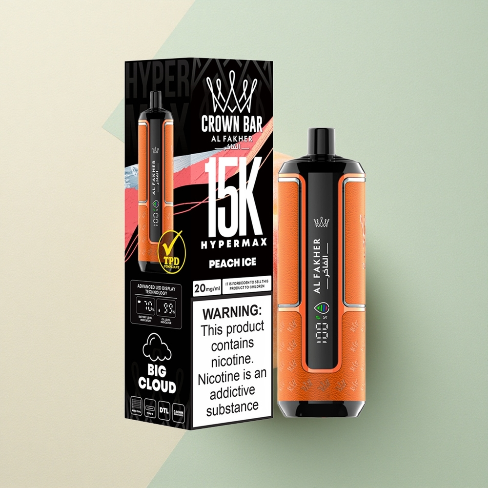 Al Fakher Crown Bar 15K Hypermax Perzik IJs 22ml 600mAh Nicotine