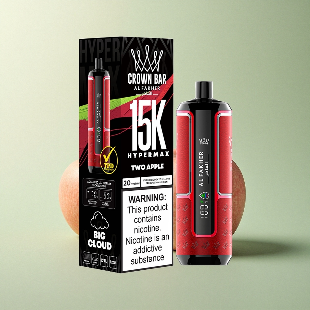 Al Fakher Crown Bar 15K Hypermax Twee Appel 22ml DTL 6mg Nicotine 600mAh
