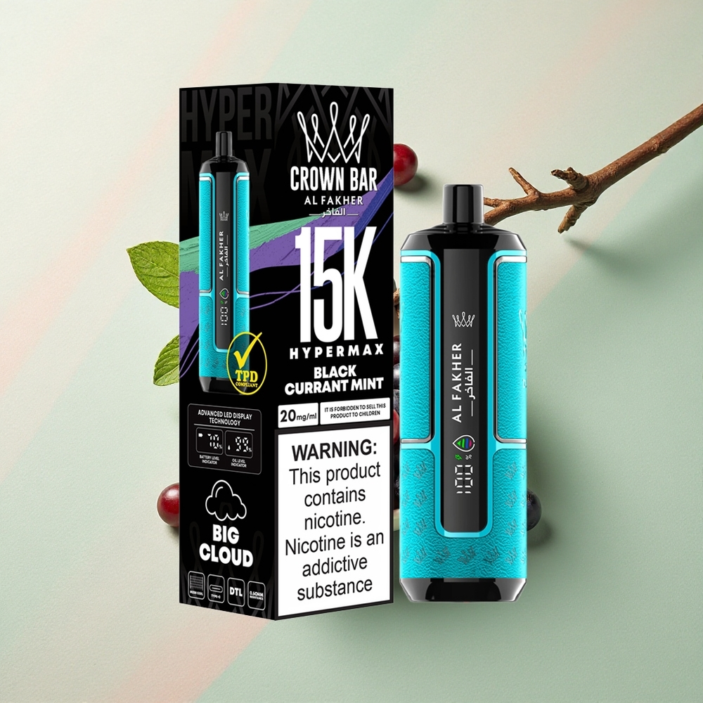 Al Fakher Crown Bar 15K Hypermax Zwarte Bes Munt 22ml 600mAh