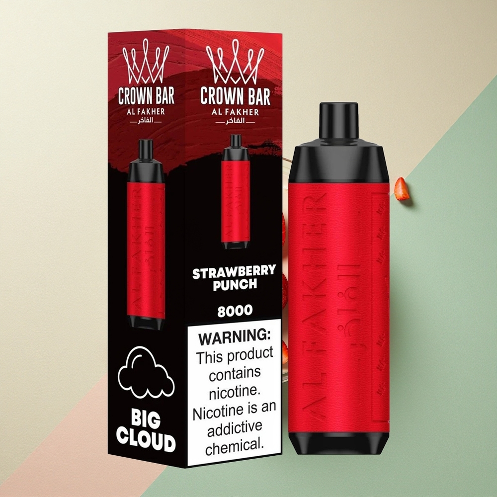 Al Fakher Crown Bar 8000 Crystal Aardbei Punch 600mAh 5mg Nicotine