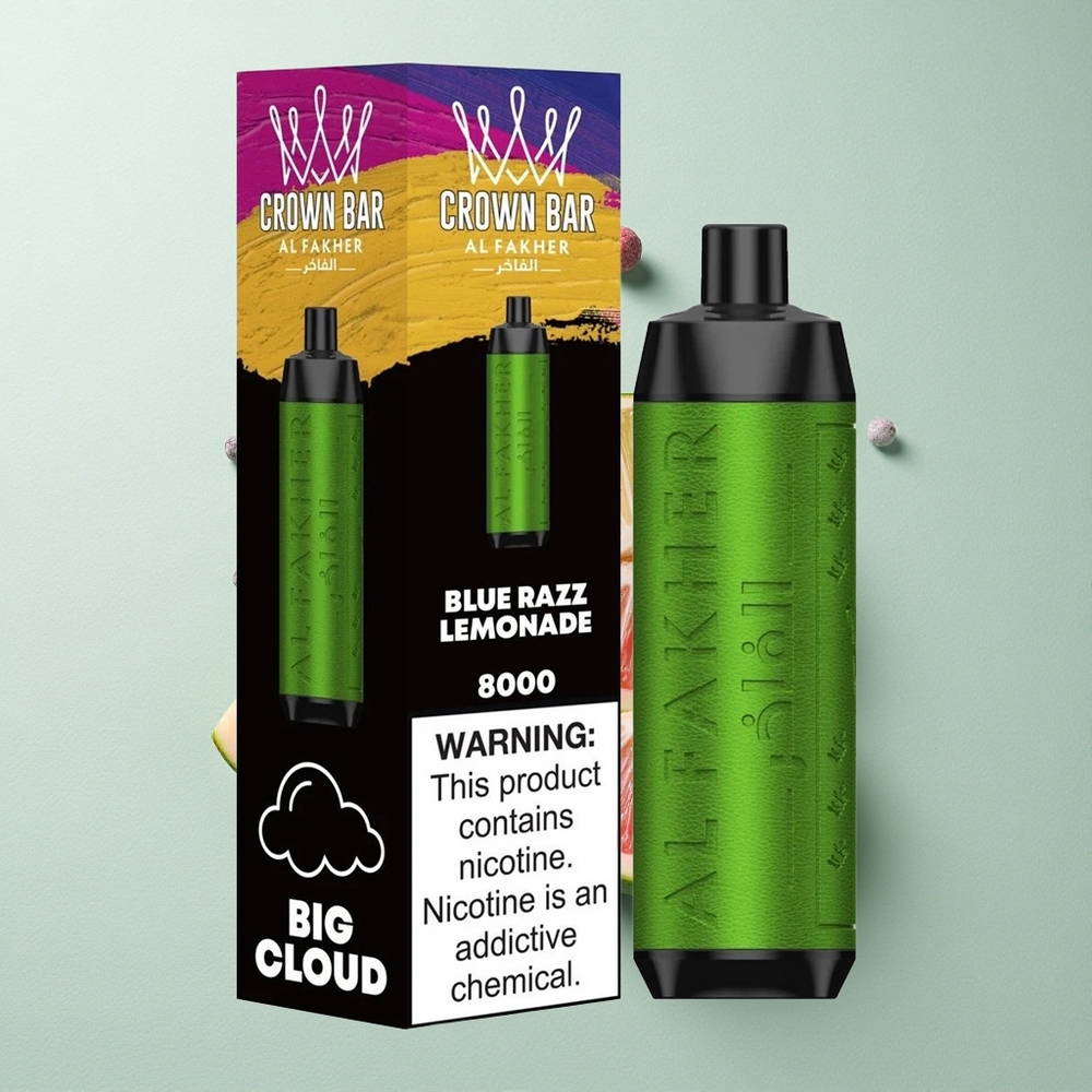 Al Fakher Crown Bar 8000 Crystal Blauwe Framboos Citroenlimonade met 5mg Nicotine en 600mAh Batterij