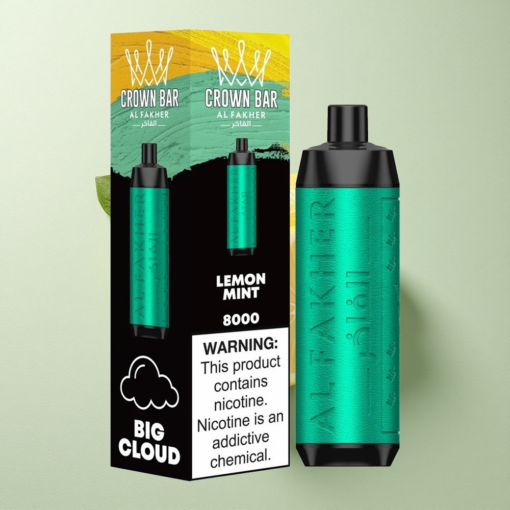 Al Fakher Crown Bar 8000 Crystal Citroen Munt 600mAh 18ml Nicotinevrij