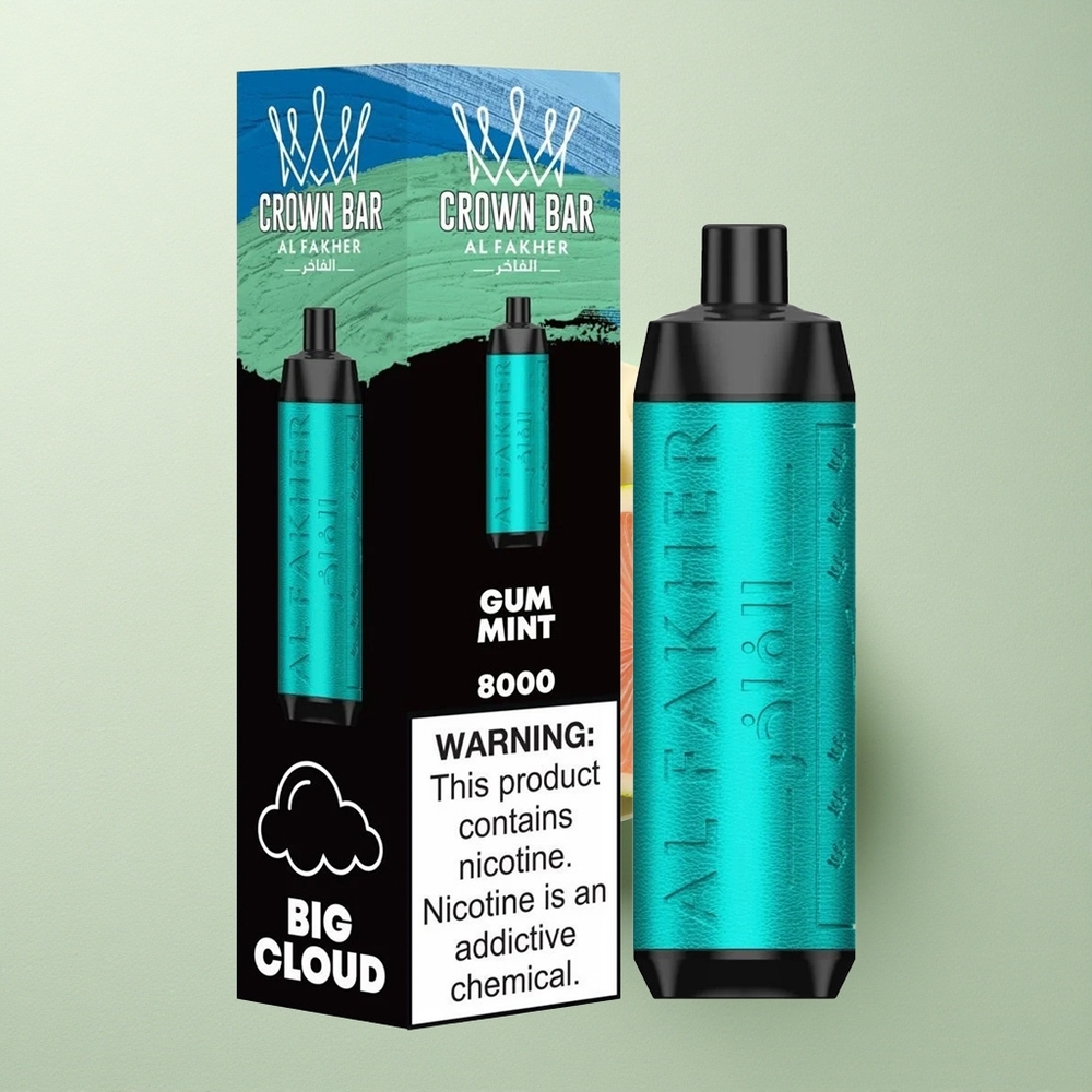Al Fakher Crown Bar 8000 Crystal Kauwgom Munt 600mAh 18ml Nicotine