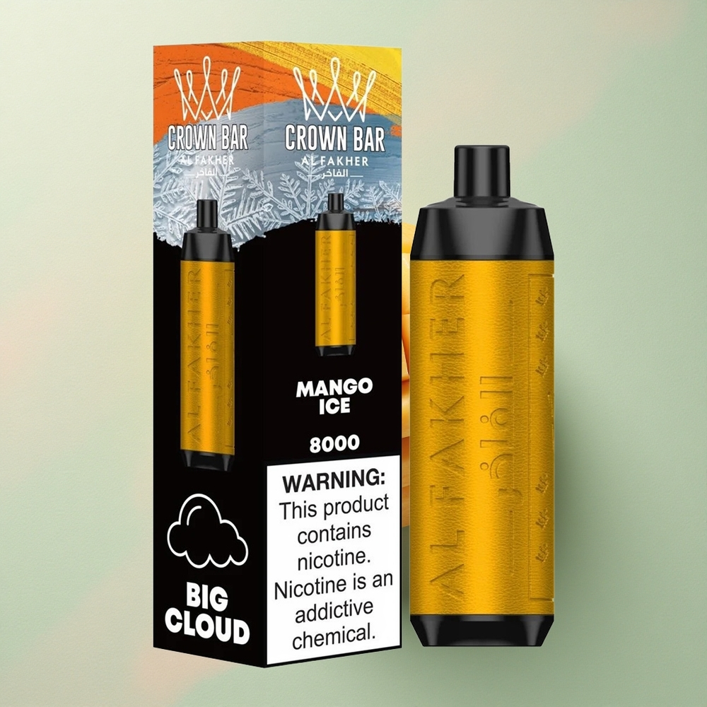 Al Fakher Crown Bar 8000 Crystal Mango IJs met 5mg Nicotine en 600mAh Batterij