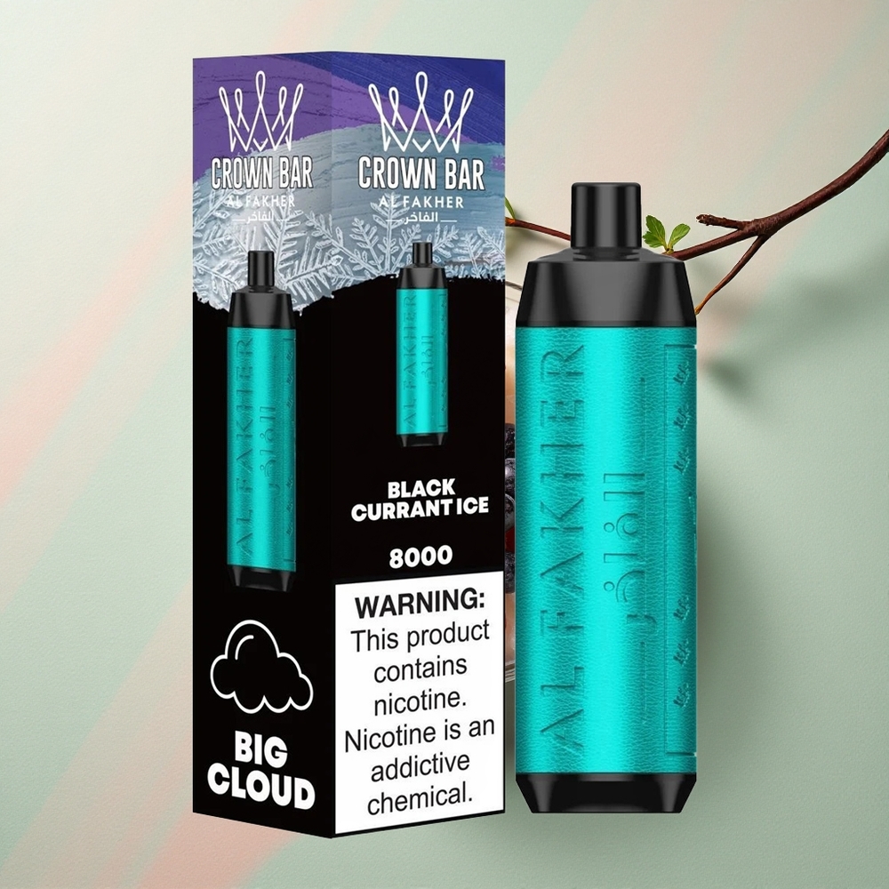 Al Fakher Crown Bar 8000 Crystal Zwarte Bes IJs met 5mg Nicotine en 600mAh Batterij